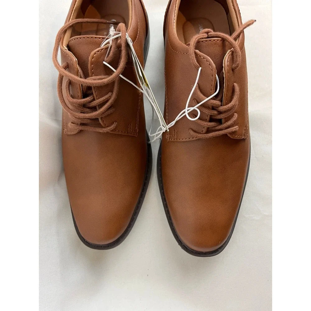 Goodfellow & Co Mens Brown Faux Leather Derby Dress Shoes Size 7 Lace Up Cognac
